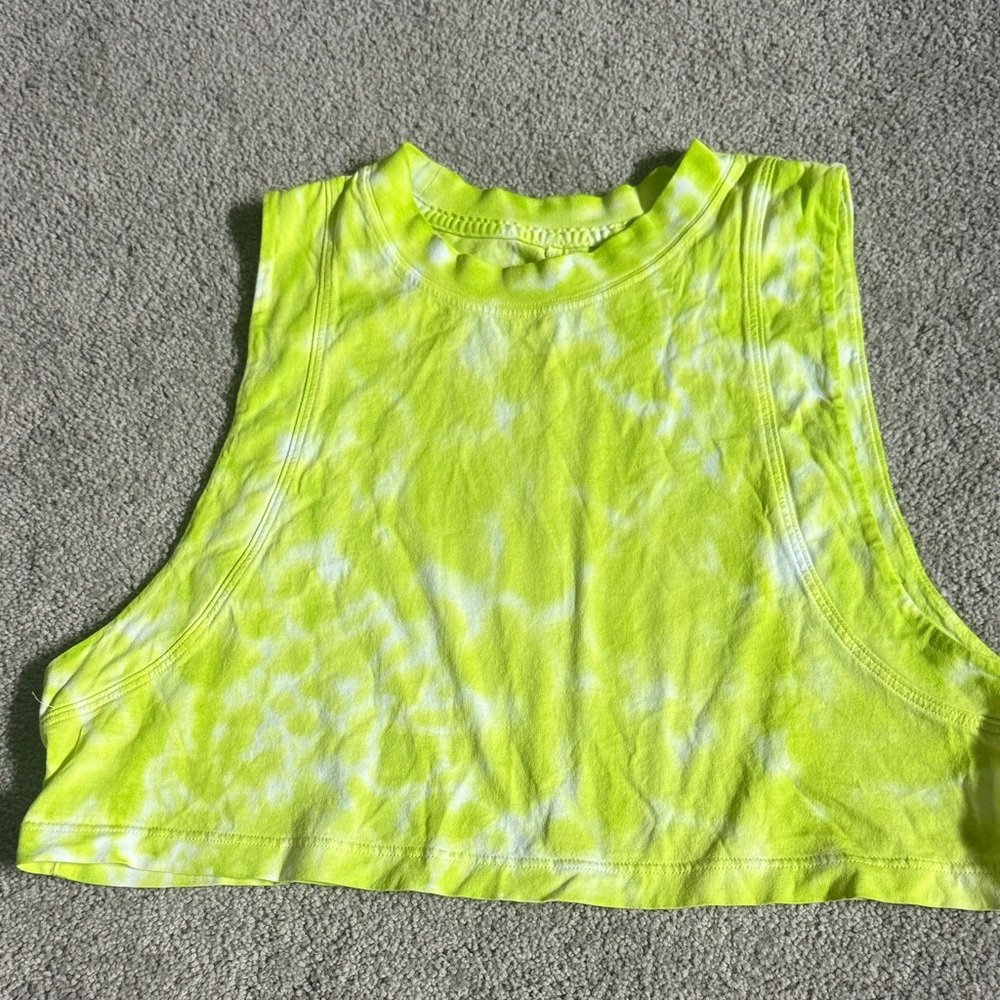 lululemon athletica Neon Yellow Tie-Dye Crop Top